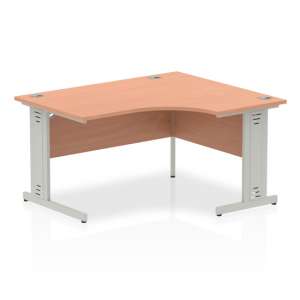 Isle 140cm Beech Right Computer Desk With Silver Managed Leg