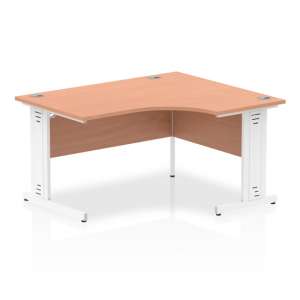 Isle 140cm Beech Right Computer Desk With White Managed Leg