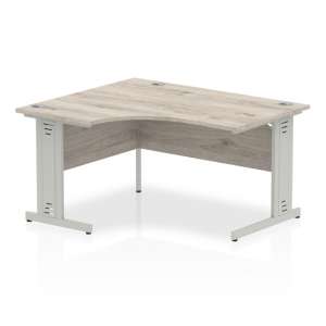 Isle 140cm Grey Left Computer Desk With Silver Managed Leg