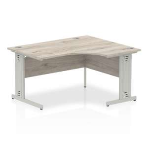Isle 140cm Grey Right Computer Desk With Silver Managed Leg