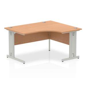 Isle 140cm Oak Right Computer Desk With Silver Managed Leg