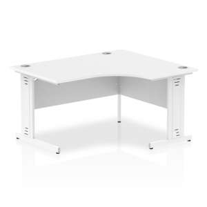 Isle 140cm White Right Computer Desk With White Managed Leg