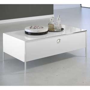 Isna High Gloss Coffee Table With 1 Flap Door In White