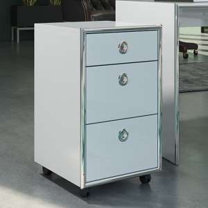 Isna High Gloss Office Pedestal With 3 Drawers In Light Grey