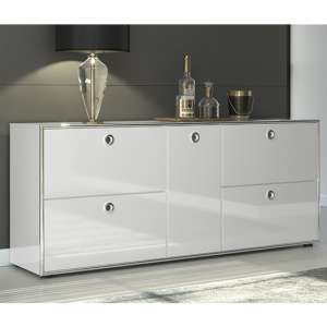 Isna High Gloss Sideboard With 5 Flap Doors In White