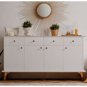 Istanbul Wooden Large Sideboard In White High Gloss