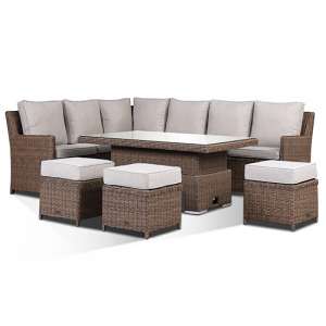 Itami Lounge Corner Sofa With Rising Dining Table In Brown