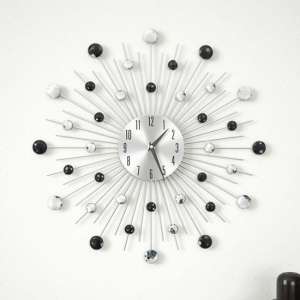 Itotia Round Quartz Movement Wall Clock In Silver And Black