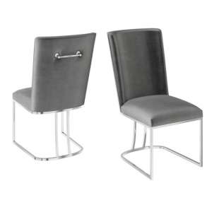 Ibstone Dark Grey Velvet Fabric Dining Chairs In Pair