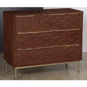 Ivoran Chest Of Drawers In Rich Walnut With 3 Drawers