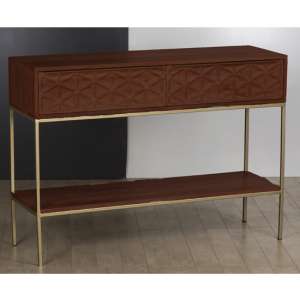 Ivoran Console Table In Rich Walnut With 2 Drawers And 1 Shelf