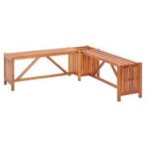 Ivy Corner Wooden Garden Seating Bench With 2 Planters In Brown