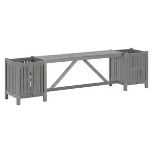 Ivy Wooden Garden Seating Bench With 2 Planters In Grey