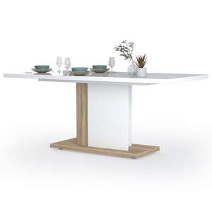 Iyla Extending High Gloss Dining Table In White And Oak