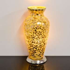 Izar Gold Flower Design Mosaic Glass Vase Table Lamp