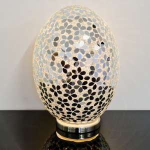 Izar Large Mirrored Flower Design Mosaic Glass Egg Table Lamp