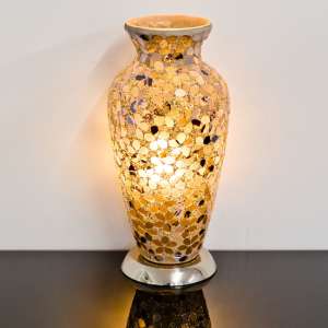 Izar Medium Autumn Flower Design Mosaic Glass Vase Table Lamp