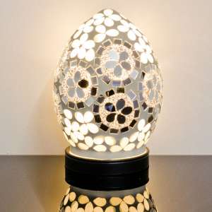 Izar Small Art Deco Flower Egg Design Mosaic Glass Table Lamp