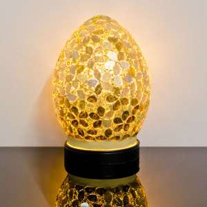Izar Small Gold Flower Egg Design Mosaic Glass Table Lamp