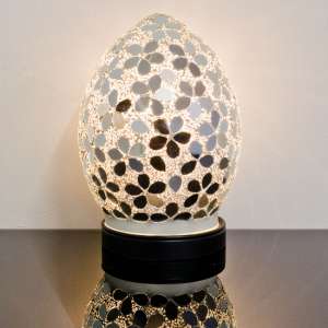 Izar Small Mirrored Flower Design Mosaic Glass Egg Table Lamp