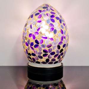 Izar Small Purple Flower Egg Design Mosaic Glass Table Lamp