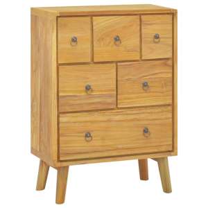 Jacop Solid Teak Wood Chest Of 6 Drawers In Natural