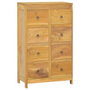 Jacop Solid Teak Wood Chest Of 8 Drawers In Natural