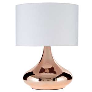Jadaco Ivory Fabric Shade Table Lamp With Copper Base