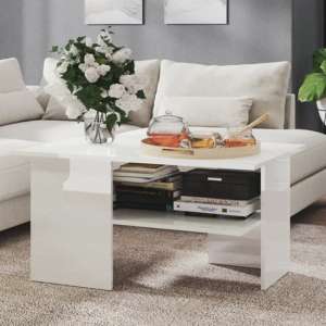 Jalie High Gloss Coffee Table With Undershelf In White