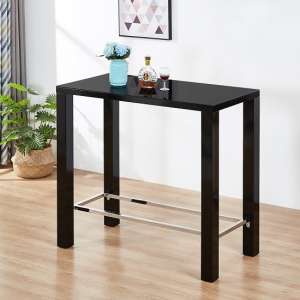 Jam Rectangular High Gloss Glass Bar Table In Black