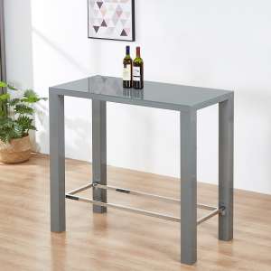Jam Rectangular Glass Top High Gloss Bar Table In Grey