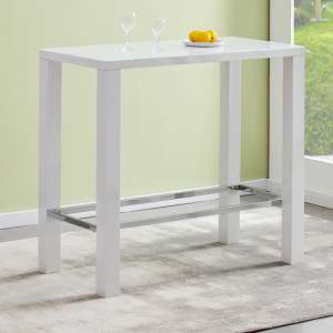 Jam Rectangular Glass Top High Gloss Bar Table In White