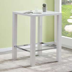 Jam Square Glass Top High Gloss Bar Table In White