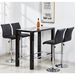Jam Rectangular Glass Black Bar Table 4 Ripple Black Stools