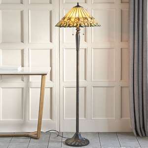 Jamelia Tiffany Glass Floor Lamp In Dark Bronze