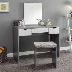 Elstow Wooden Dressing Table Set In Grey And White