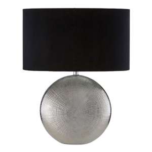 Jasmoca Black Fabric Shade Table Lamp With Silver Base