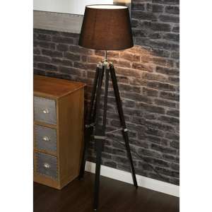 Jaspro Black Fabric Shade Floor Lamp With Tripod Base