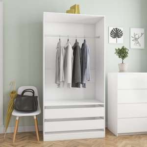 Jaxie Wooden Open Wardrobe With 2 Drawers In White