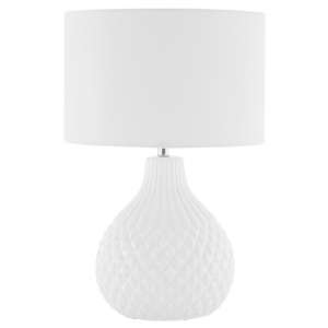Jaxota Ivory Fabric Shade Table Lamp With Textured Ceramic Base