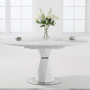 Jaydenia Round Extending Dining Table In White Marble Effect