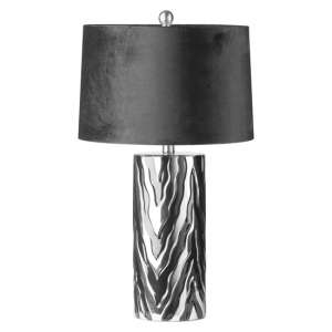 Jazeera Ceramic Table Lamp In Silver With Black Shade