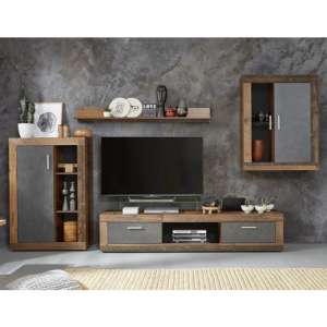Jazz LED Living Room Furniture Set In Old Wood And Matera