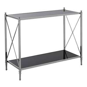 Jefferson Mirrored Console Table In Black And Silver Frame