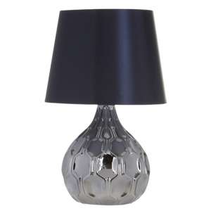 Jemno Rich Blue Fabric Shade Table Lamp With Black Base