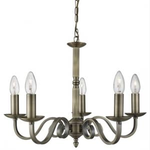 Jenner Ceiling Light In Antique Brass With 5 Lights
