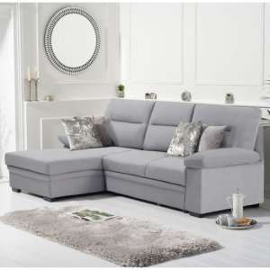 Jennot Linen Fabric Left Hand Facing Corner Sofa Bed In Grey