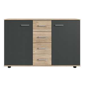 Jenny Large Wooden Sideboard In Hickory Oak And Graphite