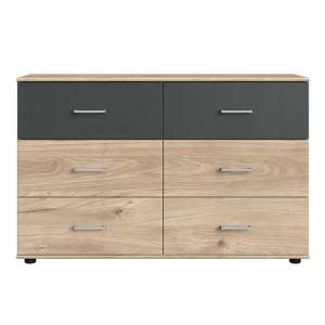 Jenny Wooden Chest Of Drawers In Hickory Oak And Graphite