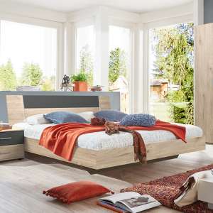 Jenny Wooden King Size Bed In Hickory Oak And Graphite